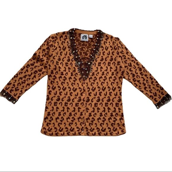 Storybook Knits Leopard Print Cardigan Sweater - Picture 3 of 6